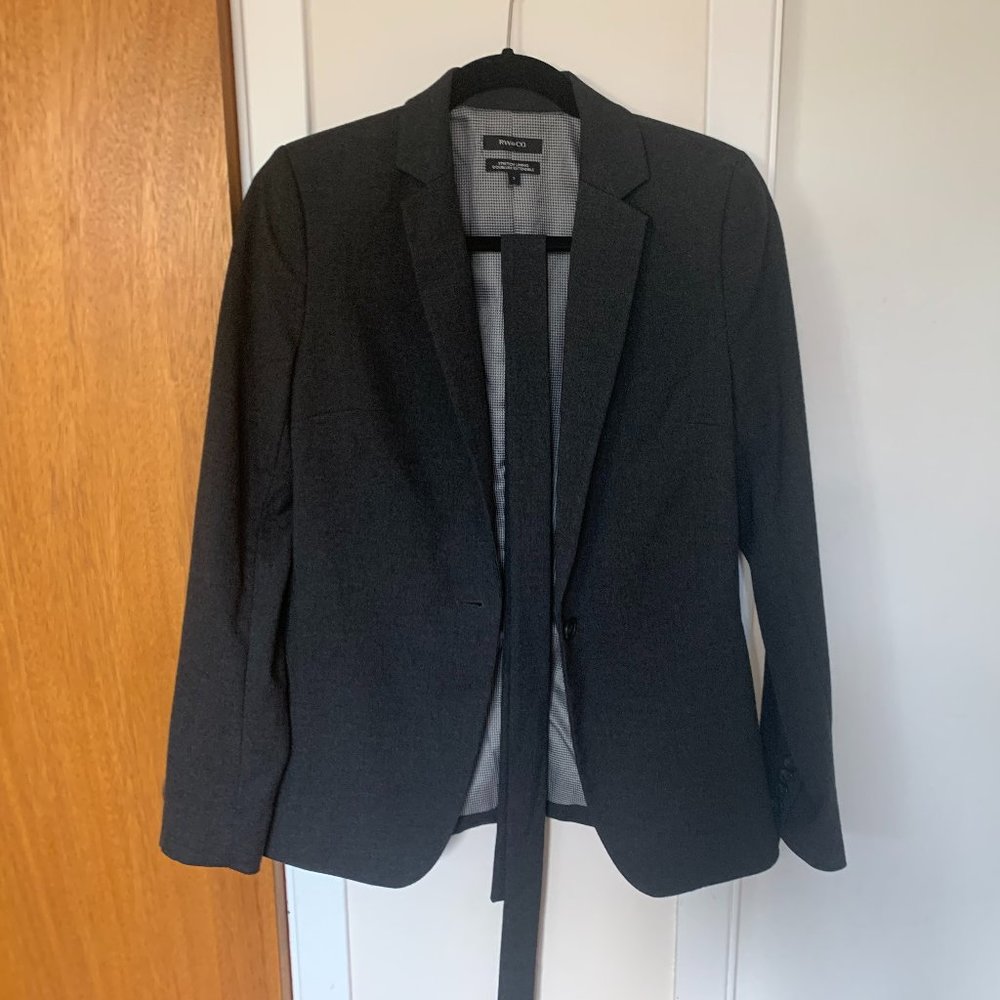 Dark gray belted blazer